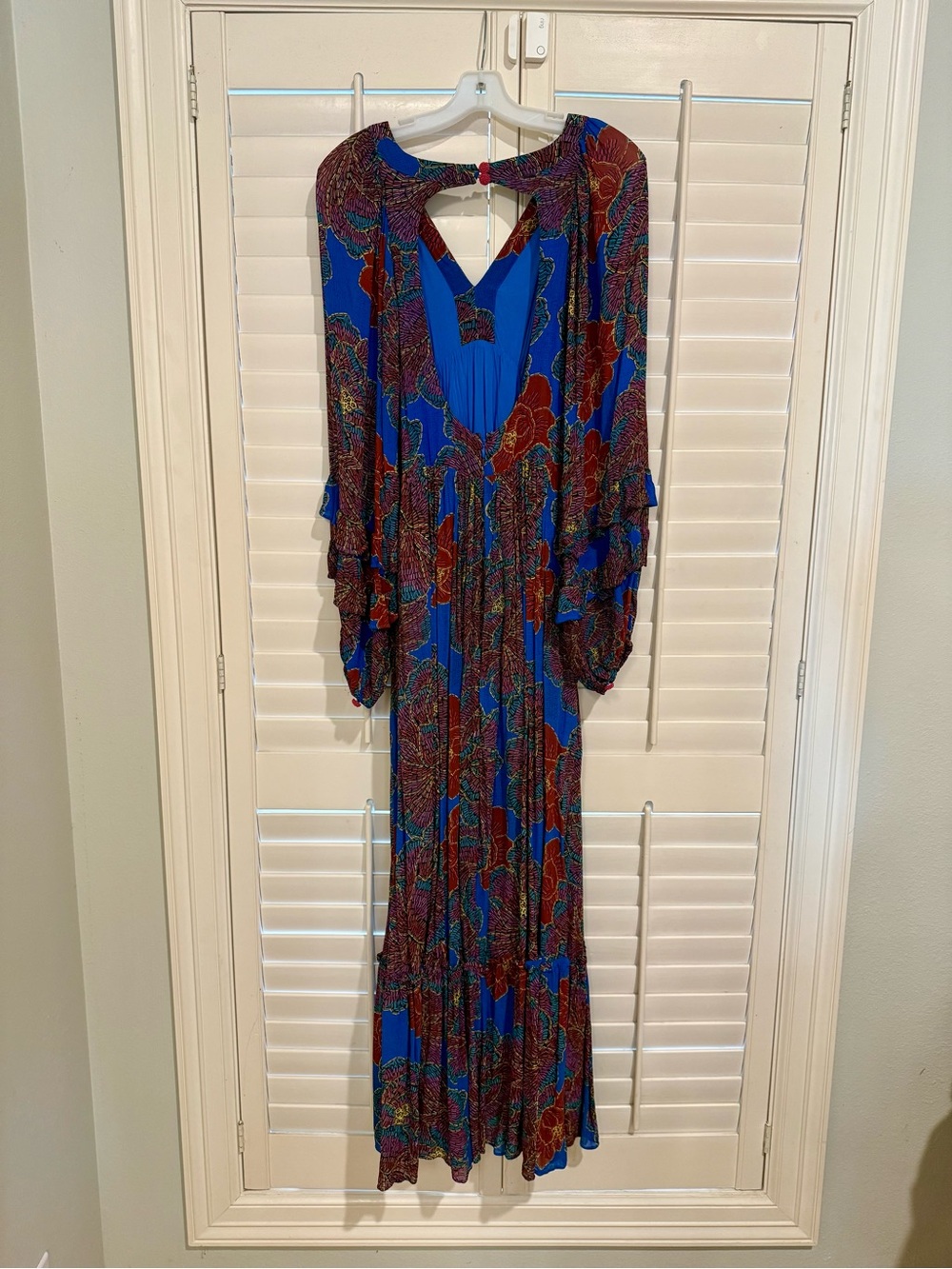 FARM Rio Blue Maxi Dress with Red Floral Print - Picture 6 of 6